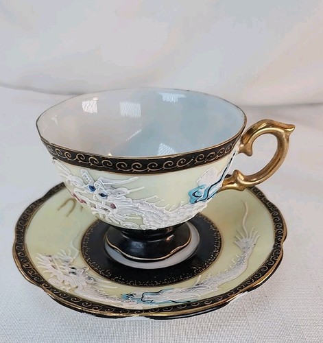 Shafford Japanese Porcelain "Dragon" Embossed Teacup & Saucer