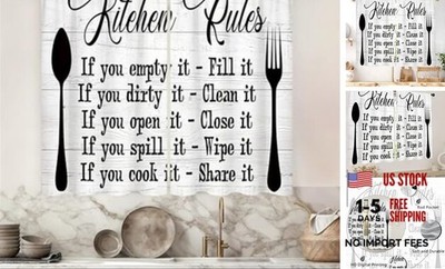 Kitchen Rules Curtains 27.5W 27.5''W x 39''L (Pack of 2) 20 Rustic Kitchen Rules