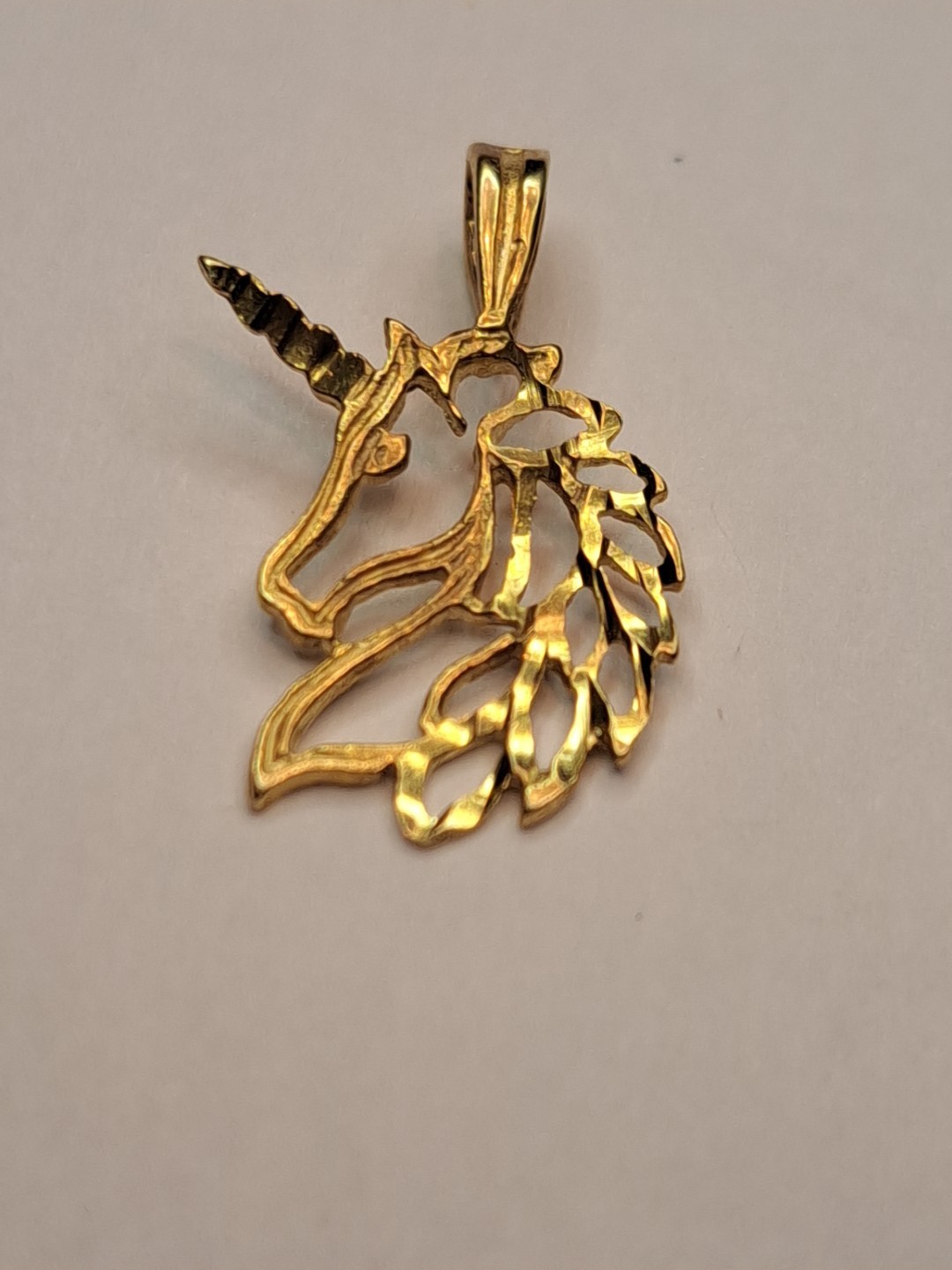 14k Solid Yellow Gold Unicorn Pendent Pendant In … - image 1