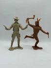 Lot Of 2 Vintage 1964 Louis Marx Cowboys & Indians 6” Apache Frontier Figures