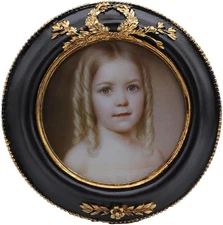 3X3 Small Vintage round Picture Frame, Mini Antique Ornate Circle Photo Frame, f