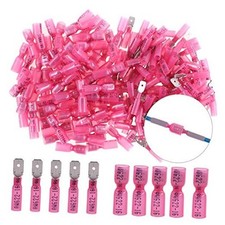 100Pcs Nylon Heat Shrink Fully Insulated Female Male Spade Wire Red / 22-16AWG