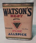 Vintage Watsons Best Brand Allspice Tin Grocery Salina Kansas