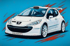 Peugeot 207 S2000 WRC Rally Cuadro ilustración Dibujo Poster Regalo Garaje