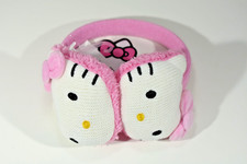 Hello Kitty Earmuffs Warm Knit  Fleece, Pink  White - Youth Size - NEW NWT