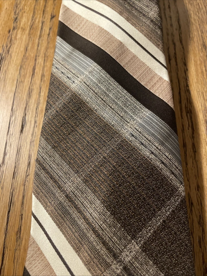 Vintage 60s 70s Don Loper CA Woven Polyester Tie Mod Disco Wide Striped - Image 3 of 4