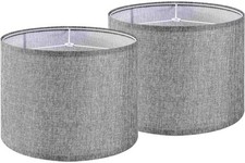 Gray Drum Lamp Shades Set of 2 Medium 13" Top x 13" Bottom x 10" High Spider 