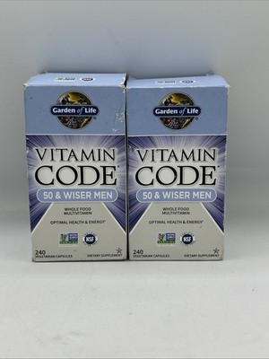 2 Pk Garden of Life Vitamin Code 50 and Wiser Men Multivitamin 240 Expires 05/26