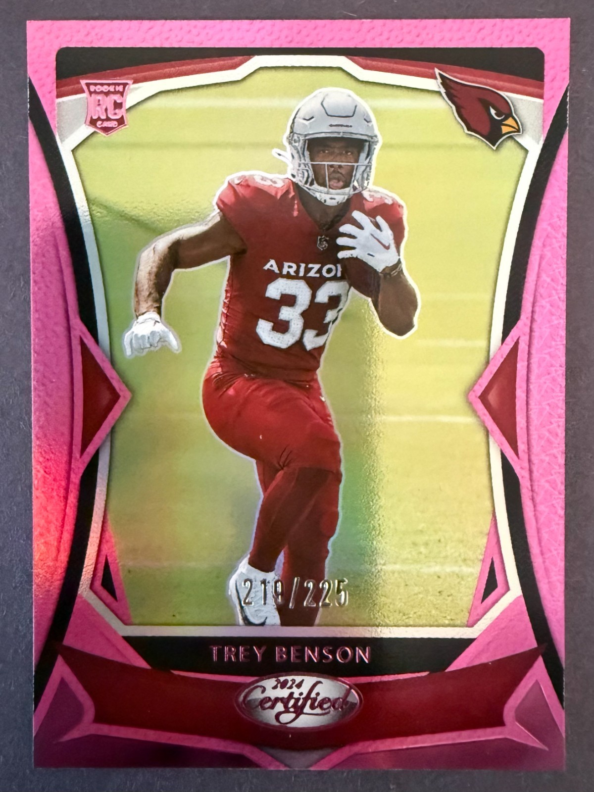 2024 Trey Benson (Cardinals) Panini Certified Pink Mirror 219/225 #151 RC