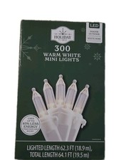 NIB HOLIDAY TIME 300 LED WARM WHITE MINI LIGHTS WHITE WIRE CHRISTMAS WEDDING