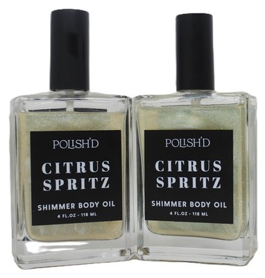 x2 Polish'd Citrus Spritz Shimmer Body Oil infused 4 oz Brand New