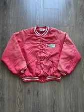 Vintage King Louie Pro Fit Satin Bomber Jacket XL Red Distressed