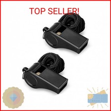 Hipat Whistle, 2 Packs Plastic Sports Whistles with Lanyard, Loud Crisp Sound Wh
