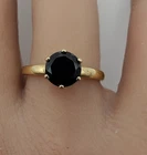 Vintage Gold On Sterling Silver 7mm Black Spinel Solitaire Ring Size 6