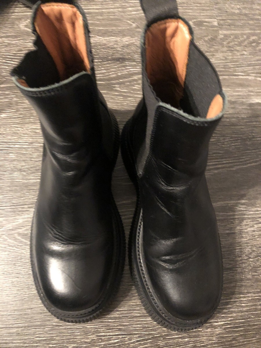 【送料&関税込】Ganni Chelsea Creepers Boots With Maxi Sole $495 Ganni Creepers Chelsea Leather Brown Chunky Sole Boots