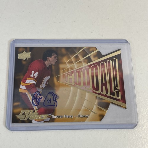 2015-16 Upper Deck Full Force Goooal! Auto Auto Theoren Fleury #G-TF Auto - Imagen 7 de 7