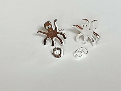1 Paar Sterling Silber OCTOPUS KRAKE STUD OHR  Ohrringe gestempelt