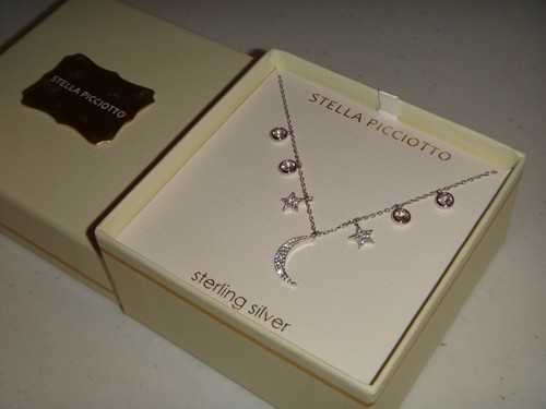 925 Sterling Silver Necklace Moon Stars 