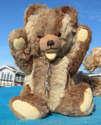 VINTAGE TEDDY BEAR NECK CHAIN GERMAN STEIFF ZOTTY SCHUCO HERMANN OPEN MOUTH 12''