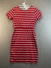 SHEIN Red Striped Elastic Waist Short Sleeve A-Line Dress Womans SZ XL