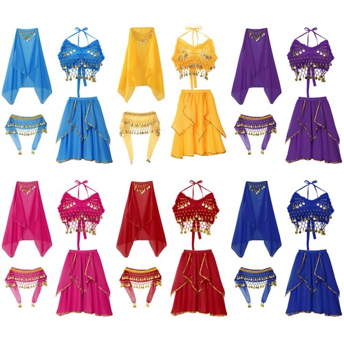 Kids Girls Halloween Costume Performance Belly Dance Outfit Ruffled Fancy - Picture 6 of 46