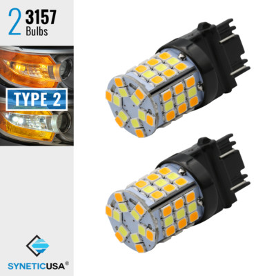 3157 Type 2 Switchback 6000K White- Amber 57 SMD LED Turn Signal Parking Bulbs