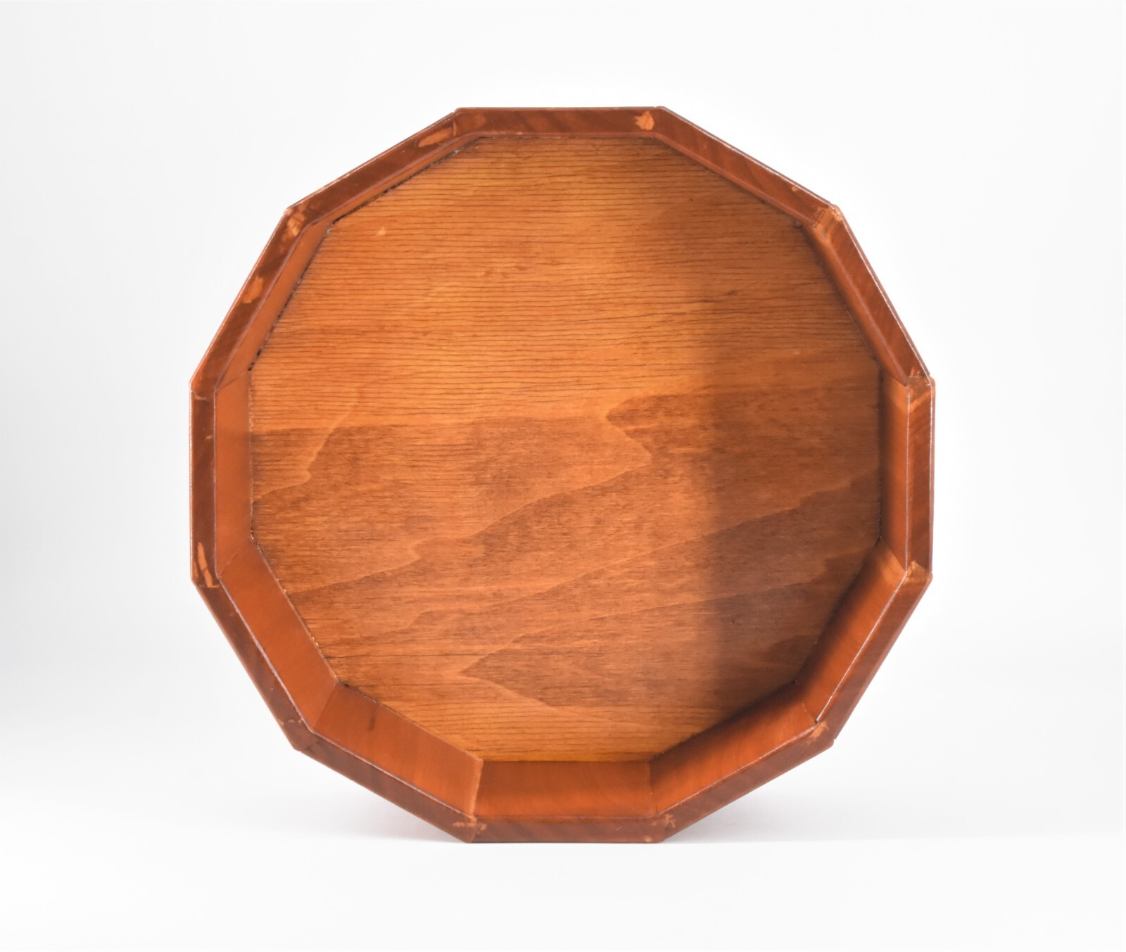 Vintage Wood 12-Sided Covered Box Chest Handmade 11.5" Large