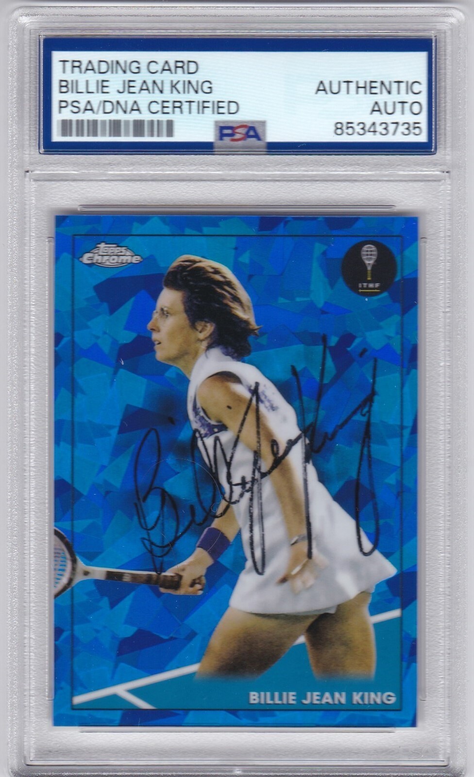 PSA DNA BILLIE JEAN KING AUTOGRAPHED SIGNED 2021 TOPPS CHROME SAPPHIRE TENNIS