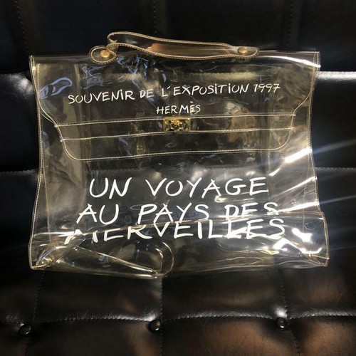 HERMES Vinyl Kelly 40 Hand Beach Bag SOUVENIR DE L'EXPOSITION 1997 40 X 29 CM