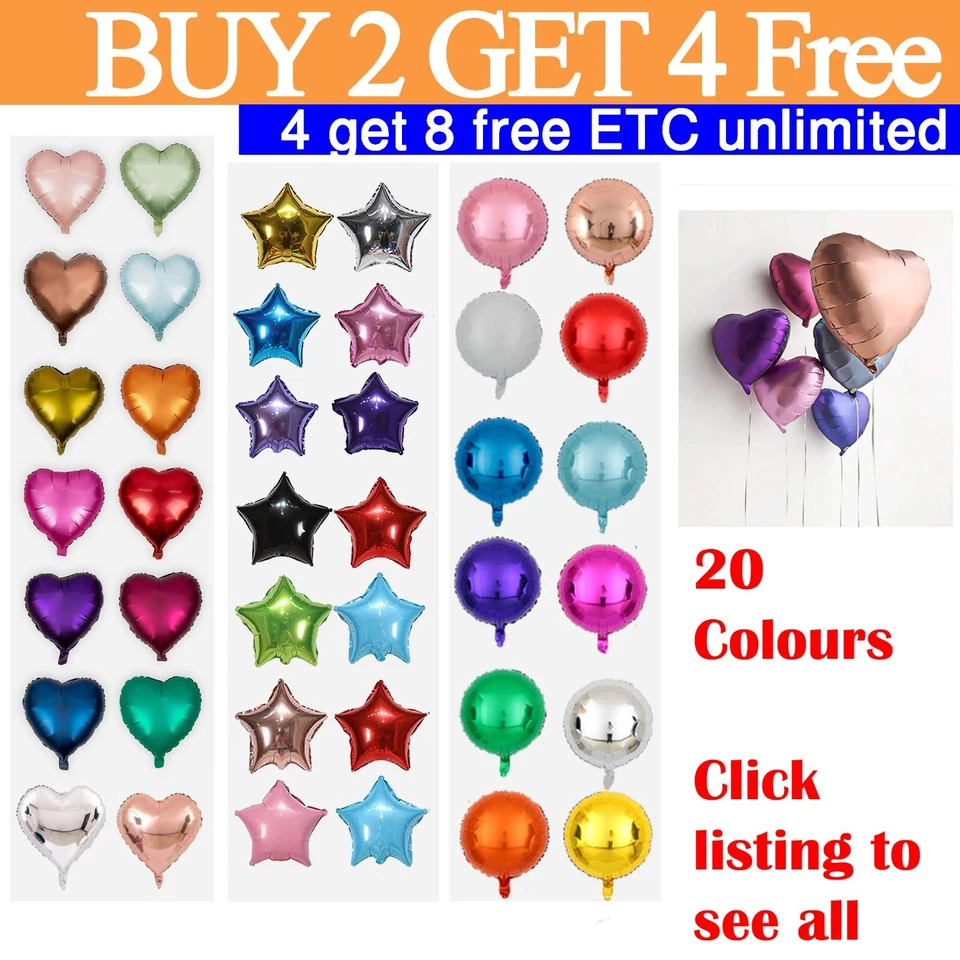 18 inch Big Star Heart Round Foil Balloons Helium Balloon Party Birthday Wedding