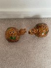 Squirrel Salt And Pepper Shakers on Pinecone Brown w/Green Great Cond - retro — photo 3