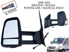 New Fits 2006-2018 Sprinter Left Side View Mirror Curved Long Arm Heated Signal