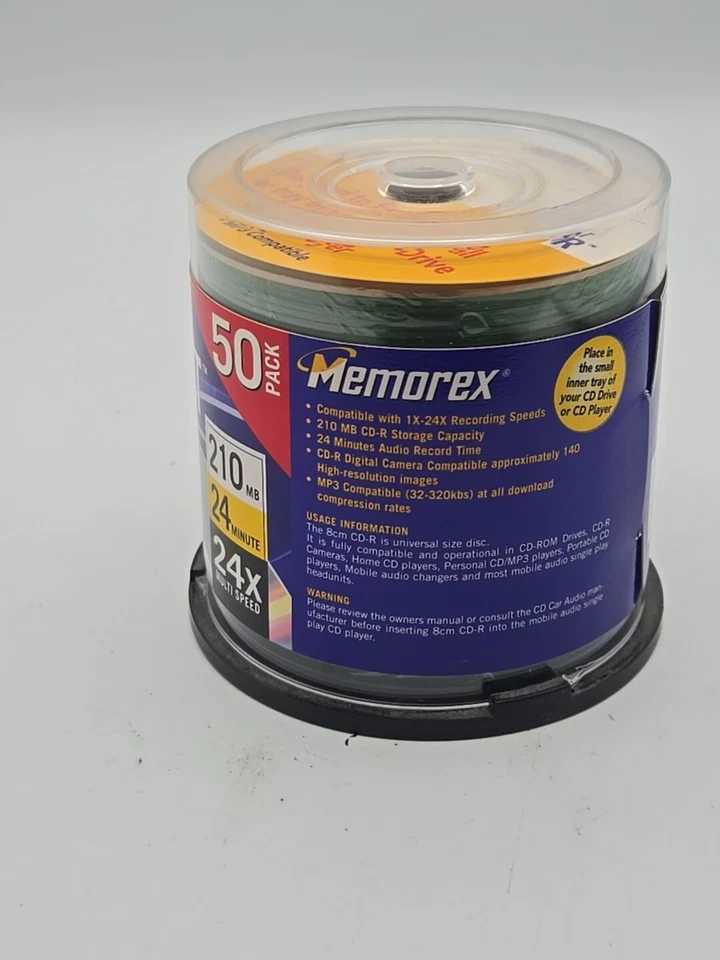 Memorex Pocket CD-R Recordable Disc MP3 Compatible 210 MB 24 Minute 50 Pack NEW - Image 4 of 4