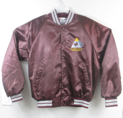 Vintage 80s Hartwell Usa Satin Varsity Bomber Jacket Burgondy Mens XL