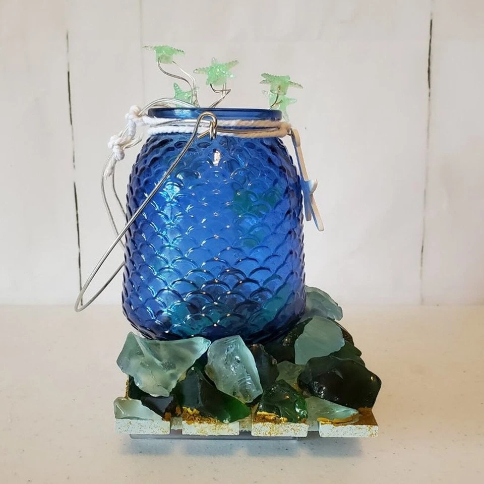 Estrella de mar náutica artesanal cristal de mar texturizado decorativo luz nocturna sin marca Foto 3 de 4