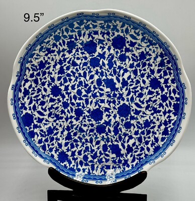 Q Squared Heritage Melamine Dinner Plate Blue And White