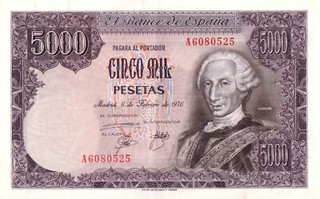 Espagne Spain 5000 pesetas 1976 aUNC Pick 155