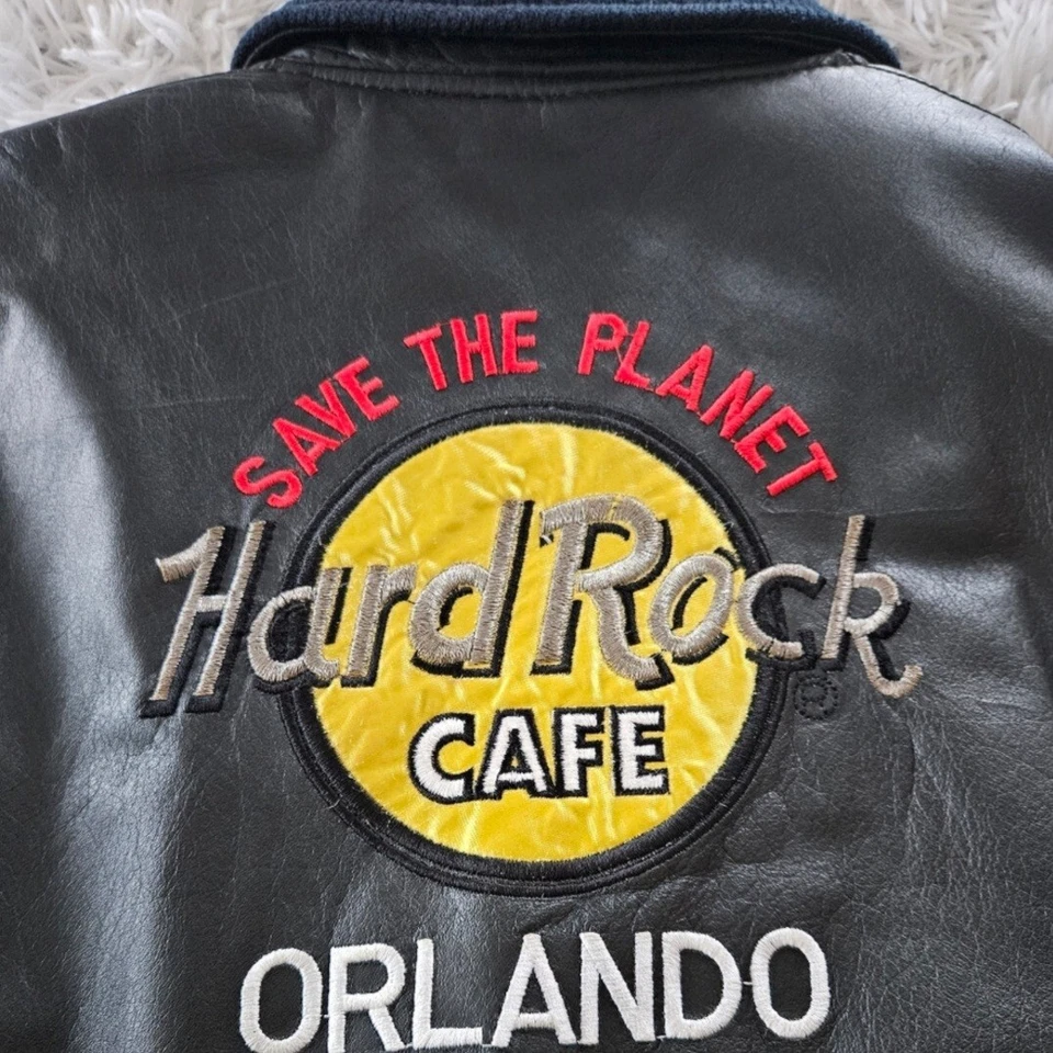 Vintage Hard Rock Cafe Orlando Leather Jacket Convert to Vest Womens Small Black - Image 3 of 4
