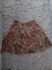Lauren Ralph Lauren Women  s linen Beige Paisley skirt 14 Side Zip