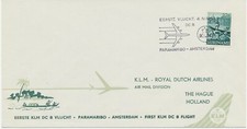 SURINAME 4.4.1961 Pra.-Erstflug KLM DC 8 "PARAMARIBO - AMSTERDAM" m. 20 C. EF