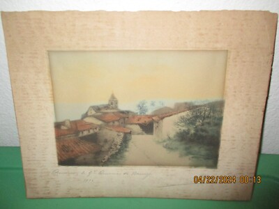 WW1 Etching by French Artist Marel Augis Couronne de Nancy, France