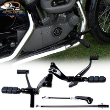 Black Forward Controls Foot Pegs Kit for Harley Sportster XL 883 1200 2014-2022