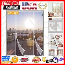 White Magnetic Screen Door Fits Door Size 72 x 80, Screen Size 74" x 81" Doub...