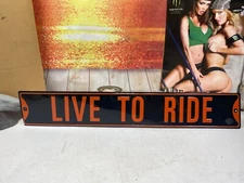 Harley-Davidson Black & Orange Embossed Live To Ride Tin Sign