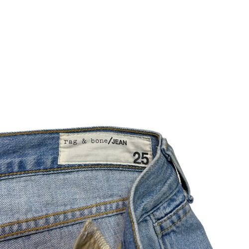 Rag & Bone Jeans Womens 25 Blue Boyfriend Distressed Raw Hem Skinny Ripped - Picture 7 of 10