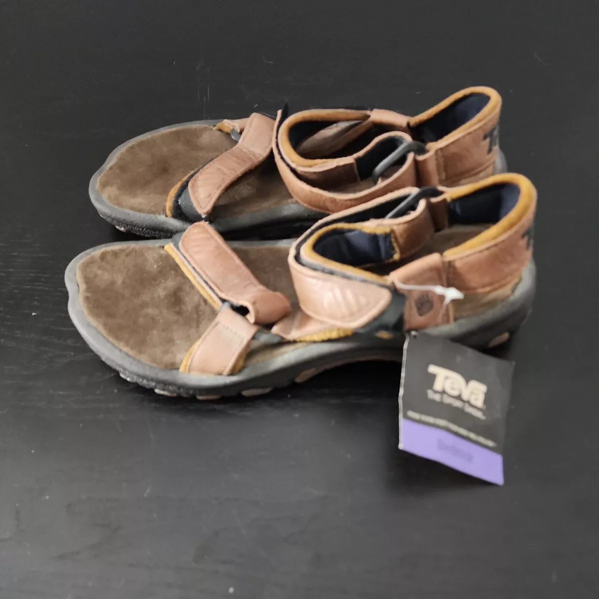 Teva Men s Bedrock Brown Leather Sandals US 8 Strappy Trail Shoes