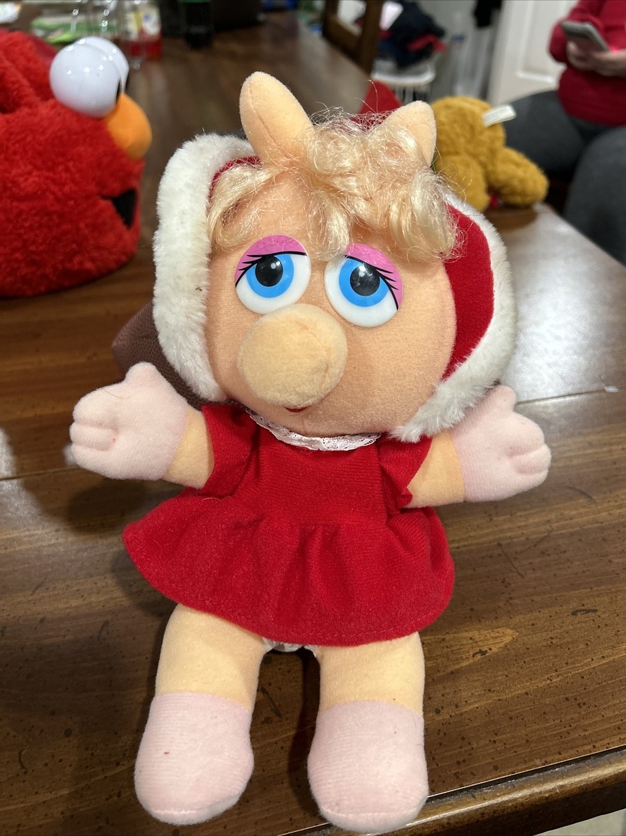Jim Henson Muppets 1987 Baby Miss Piggy Plush Doll Red Dress