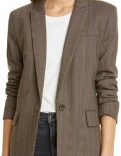 $525 Equipment Blazer Runway Jacque Herringbone Taupe Wool Blend Sz 4 New Sample