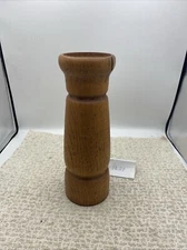 Antique  LA Pinckley Hand Crafted Turned Wooden Candle Stick Holder 11” Tall