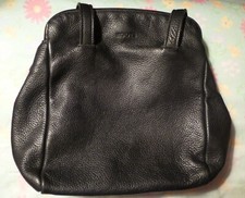 Roots Supple Black Pebble Top Grain Leather 3 Compartments Purse Shoulder Bag 